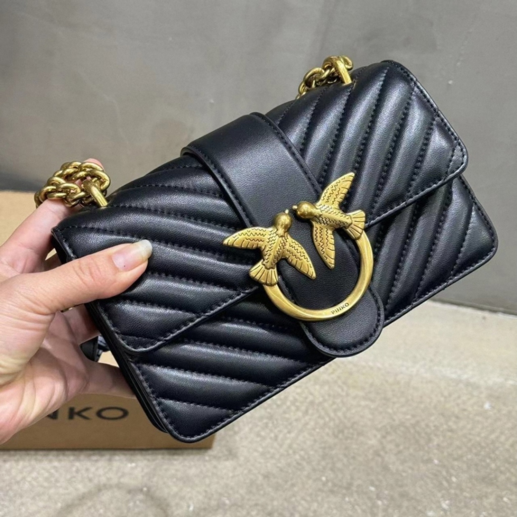 Túi PINKO Swallow, Túi đeo chéo nữ màu đen cỡ nhỏ/S