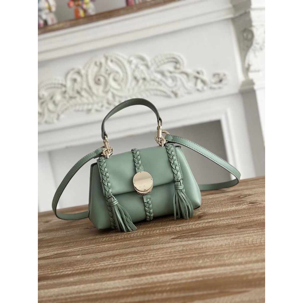 Túi đeo vai/túi xách mini Chloe Penelope, màu đen, dành cho nữ.