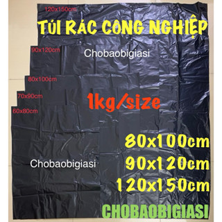 {1kg/size} Túi đựng rác đen 60 lít, 120lít, 240lít (dạng rời), túi rác công nghiệp (có 5size 60,70,80,90,120), SP y hình