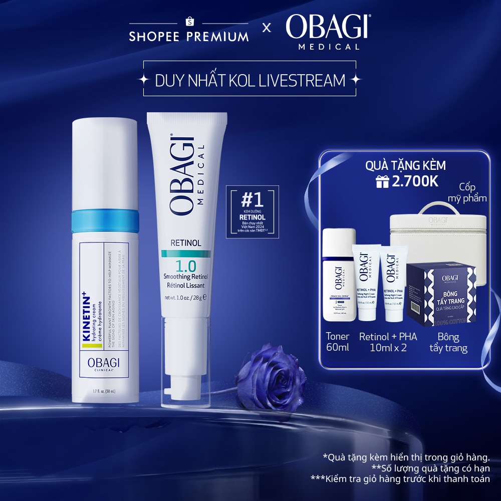 [Obagi-Lucie] Bộ đôi Kem chống lão hóa Obagi Retinol 1.0 28g và Kem dưỡng phục hồi Kinetin+ Hydratin