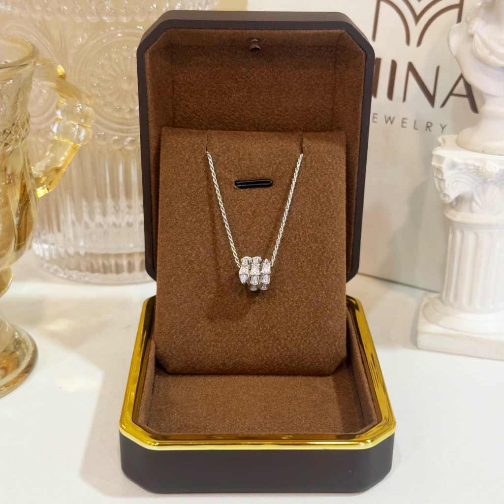 Dây chuyền bạc mặt Snake đính đá thiết kế LUXURY - MINA JEWELRY