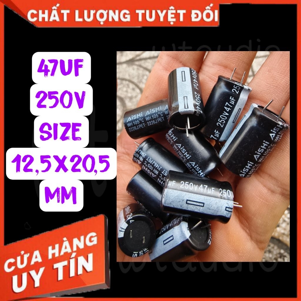 Tụ hoá phân cực 47uf 250v Ashi tụ hoá 47uf/250v loại tốt