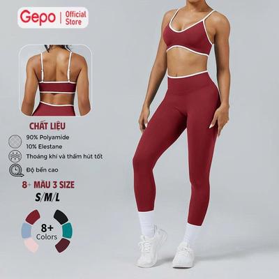 GEPO Sét Đồ Thể Thao Tập Gym, Yoga, Bộ Đồ Tập Cho Nữ Chất Dệt Kim Cao Cấp 10%Elastane Co Giãn 4 Chiều, Thoáng Khí GP313