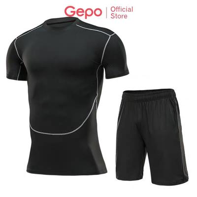 GEPO Set 2 In 1 Quần Áo Thể Thao Cộc Tay Chuyên Tập Gym & Chạy Bộ