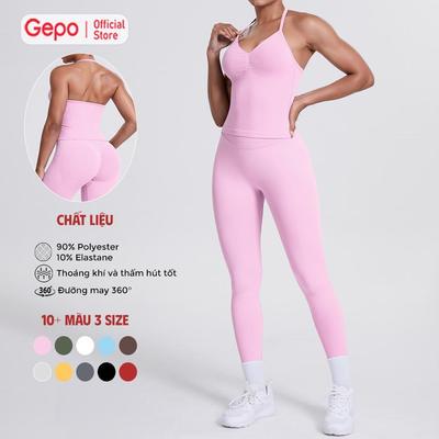 GEPO Sét Đồ Thể Thao Tập Gym, Yoga, Bộ Đồ Tập Cho Nữ Chất Dệt Kim Cao Cấp 10%Elastane Co Giãn 4 Chiều, Thoáng Khí GP315