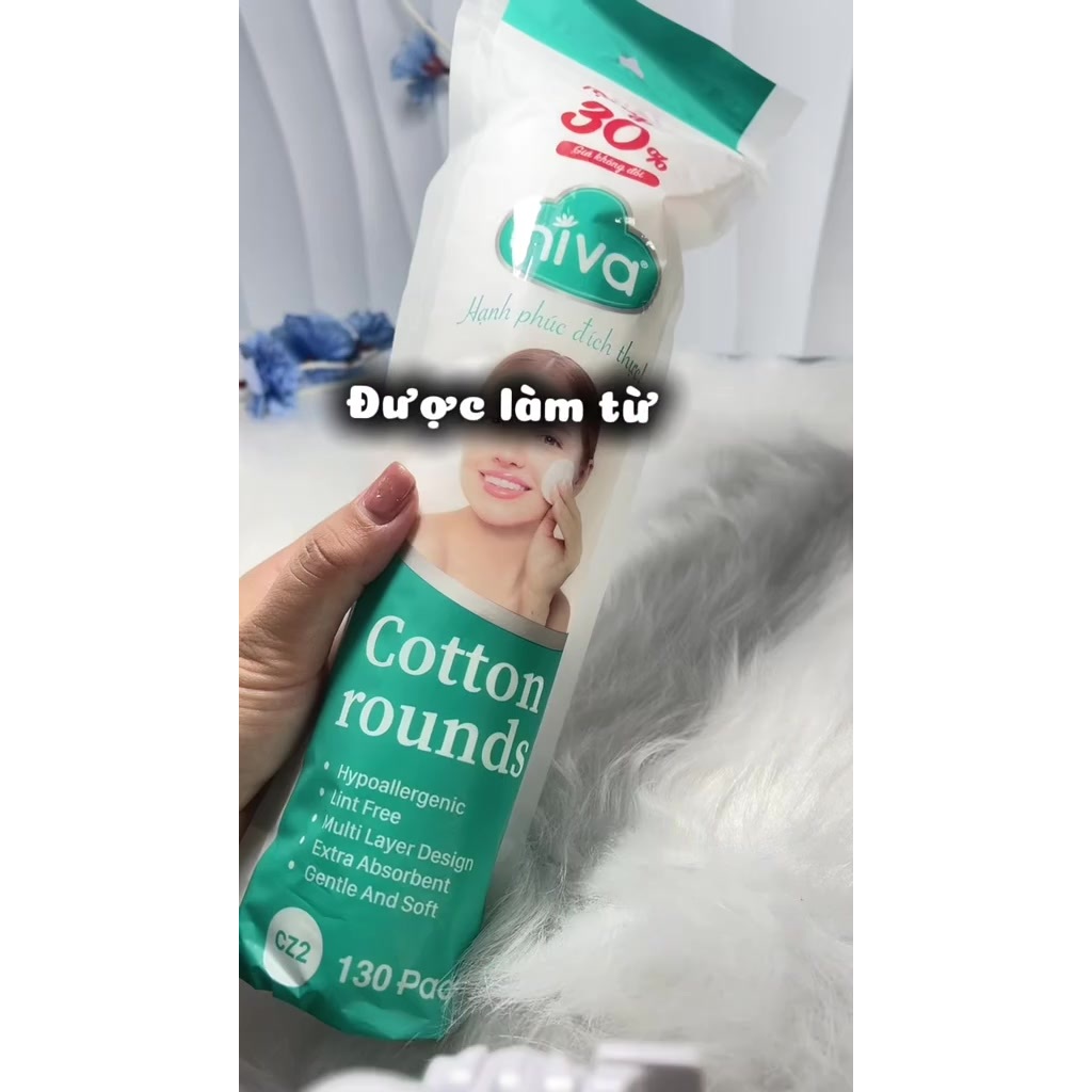 Bông Tẩy Trang Tròn NIVA CZ2 Bông Tự Nhiên Không Xơ Êm Dịu Cho Mọi Làn Da An Hương STORE