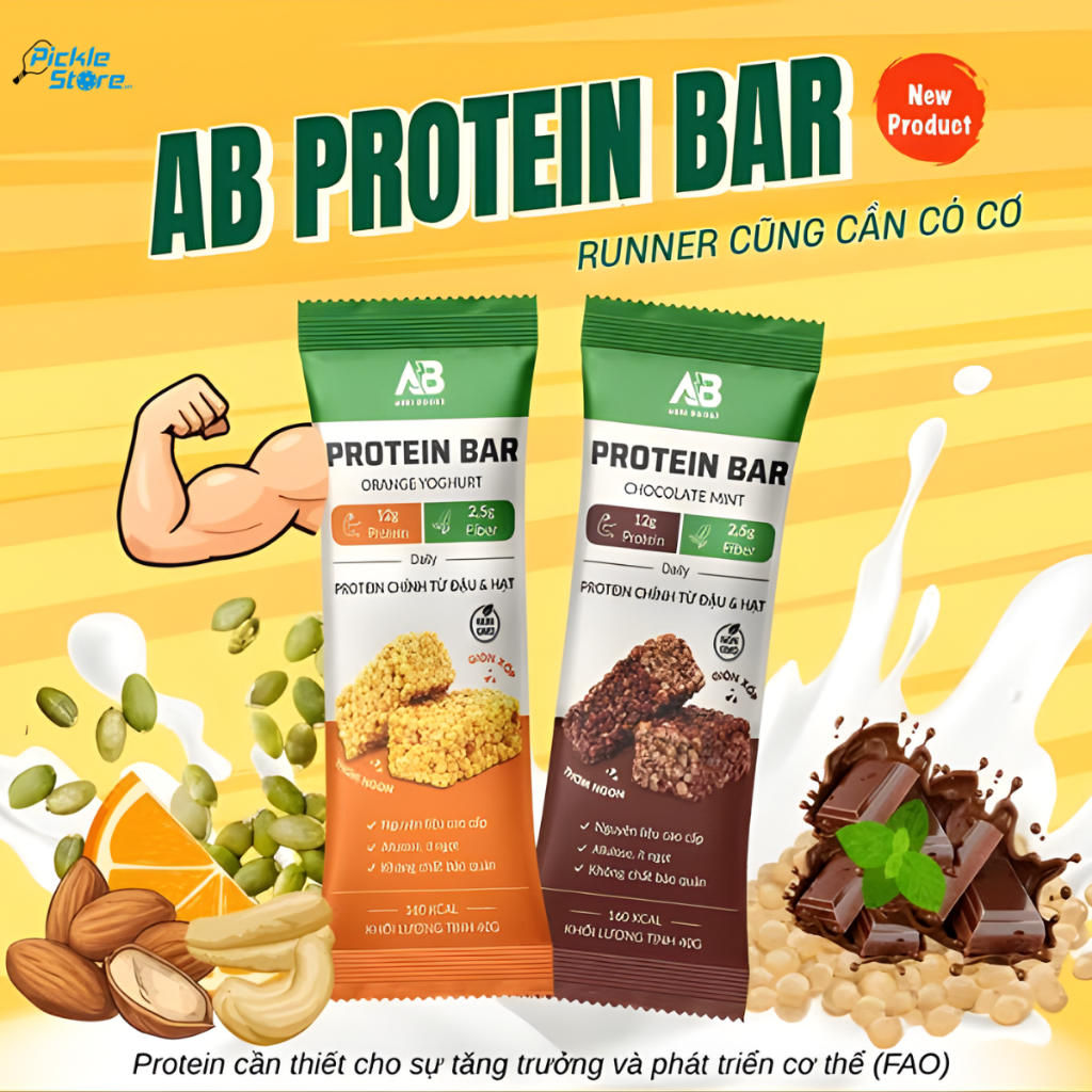 Thanh Protein Bar AB Nutrition 40g - 12g Protein Đa Nguồn, Ít Ngọt, Tốt Cho Tiêu Hóa