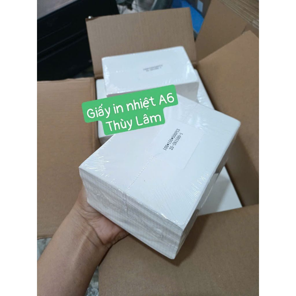 Giấy in nhiệt A6 tệp 500 tờ, Tem nhiệt a6 in đơn Shopee - Giấy in đơn hàng TMĐT