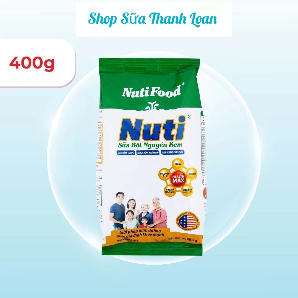 [HSD T10-2027] COMBO 6 Túi Sữa Bột Nguyên Kem Nutifood Túi 400g.