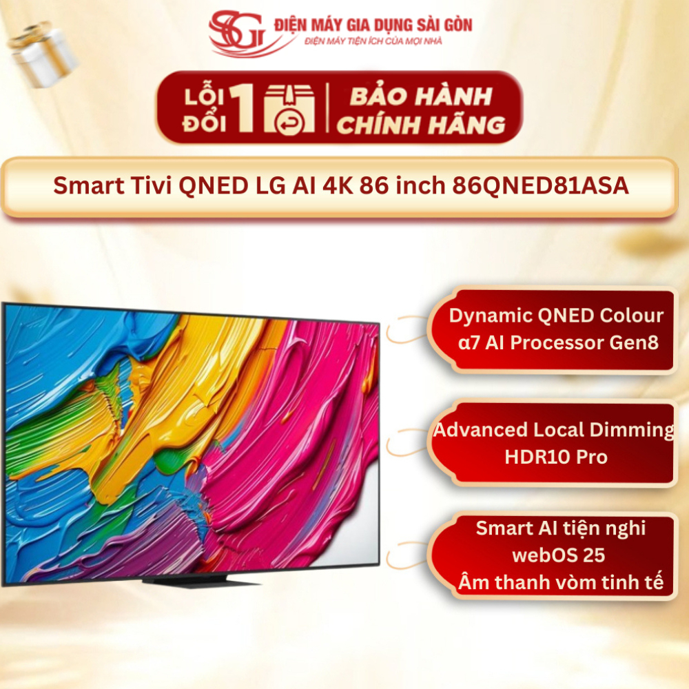[Mới 2025] Smart Tivi QNED LG AI 4K 86 inch 86QNED81ASA