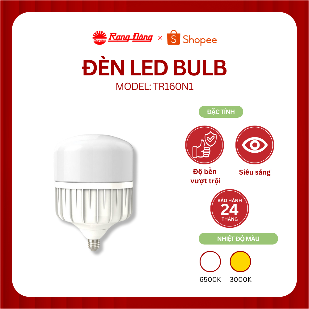 Bóng đèn Rạng Đông Bulb LED Nhôm đúc 60W Model: LED TR160N1 60W