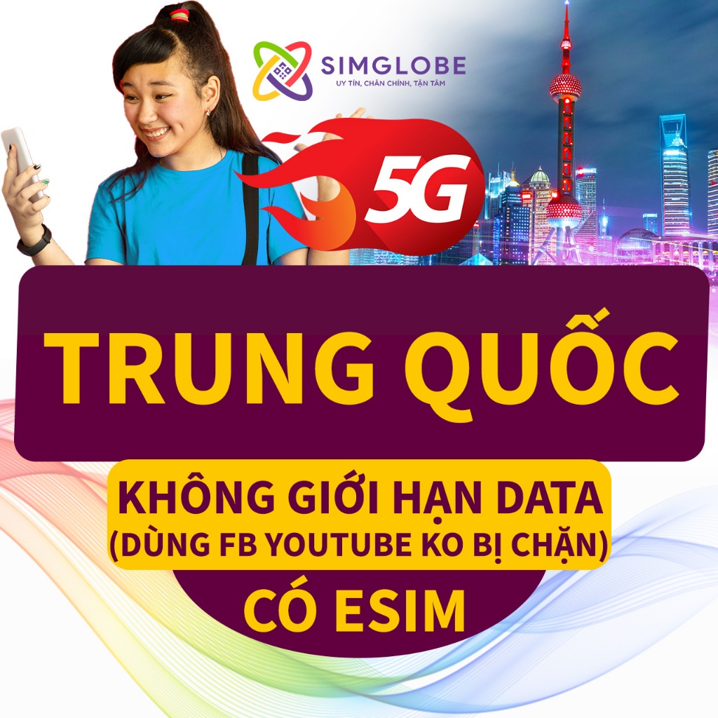 [BẢO HÀNH 1 ĐỔI 1] SIM DU LỊCH TRUNG QUỐC 3-30 NGÀY - KHÔNG CẦN KÍCH HOẠT - CÓ ESIM