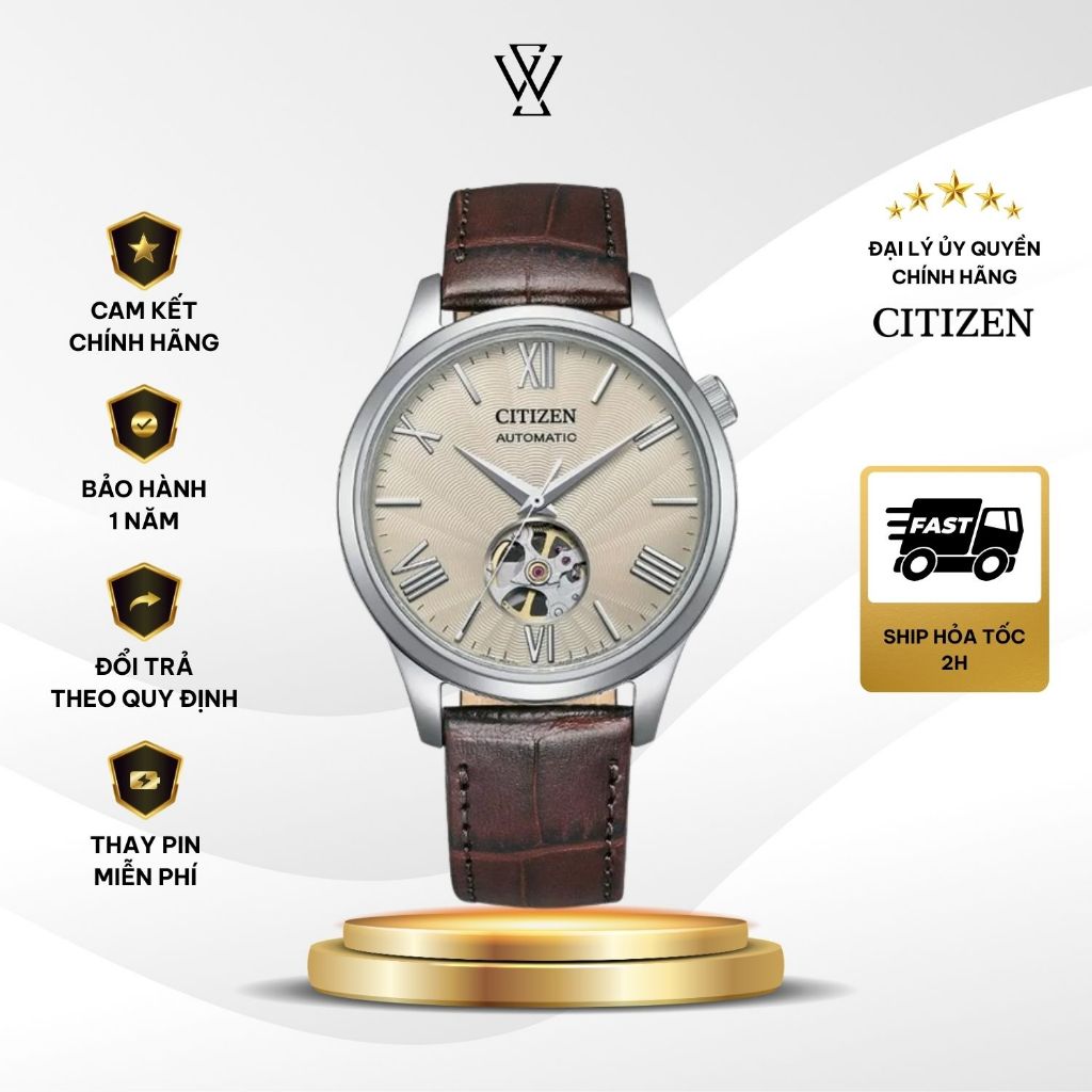 Đồng Hồ Citizen Nam NH9130-17A Máy Cơ / Automatic Kính Saphire Size Mặt 40mm Dây Da Chính Hãng