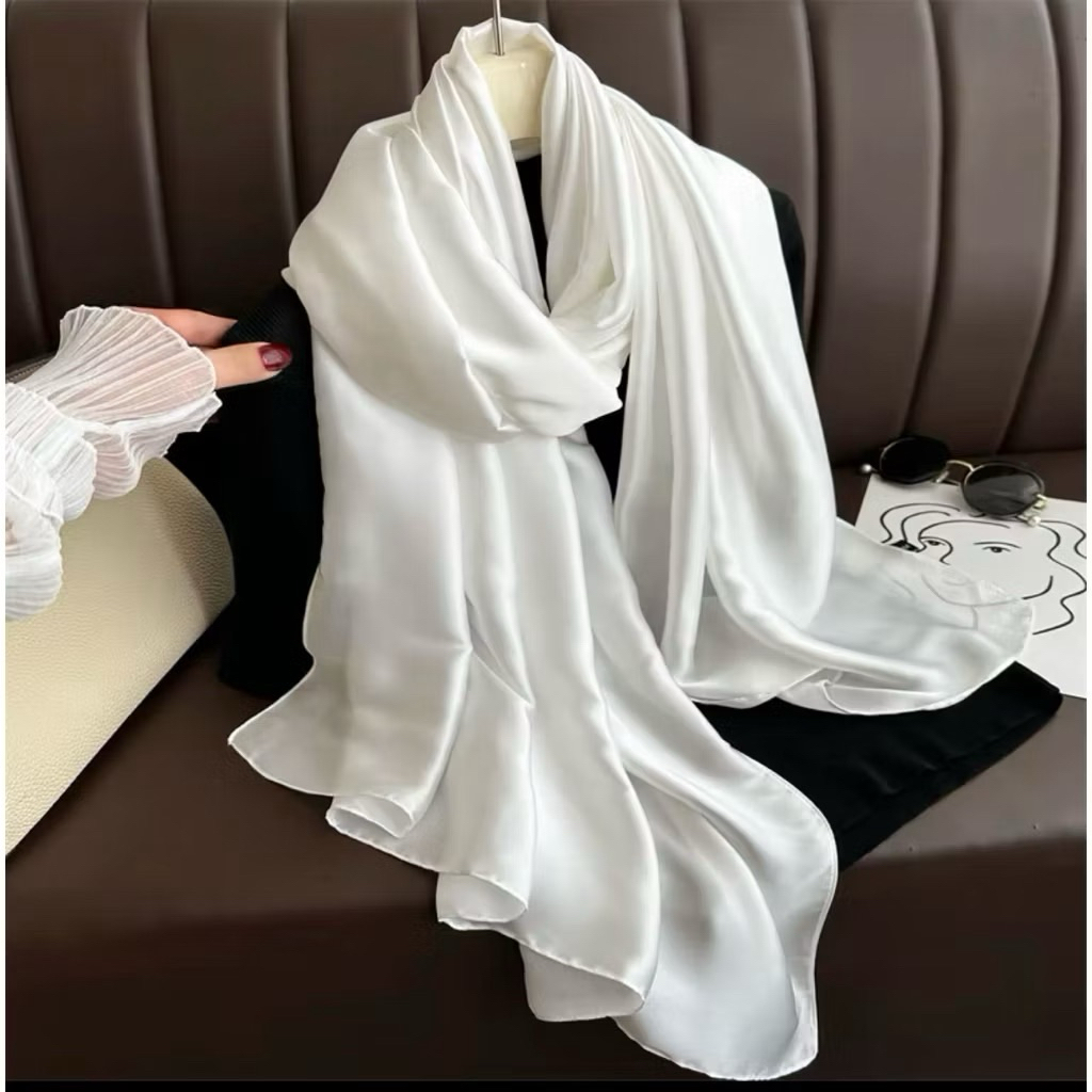[Sẵn Ship] Khăn Choàng Lụa trơn 1m8*75cm Mềm Mịn Sang Trọng | Khoác Váy Dạ Hội – Áo Dài | BigBuy360 - bigbuy360.vn