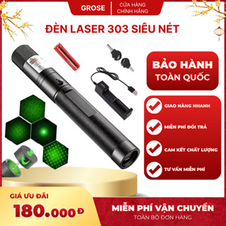 Đèn Pin Laser 303 Grose Chiếu Xa Hàng Kilomet Kèm Pin, Sạc Và Khóa
