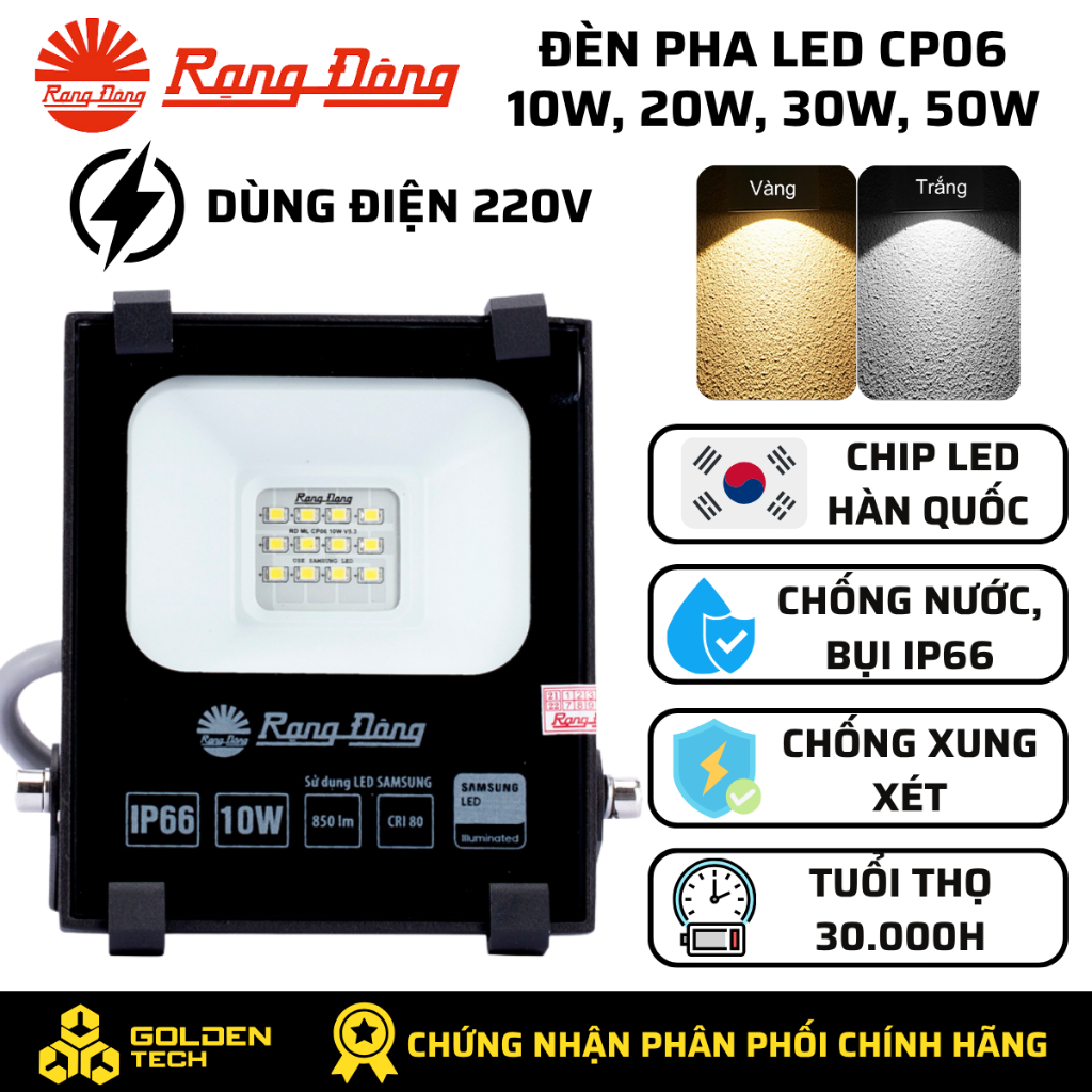 Đèn Pha LED 10W/20W/30W/50W/70W/100W Rạng Đông D CP06