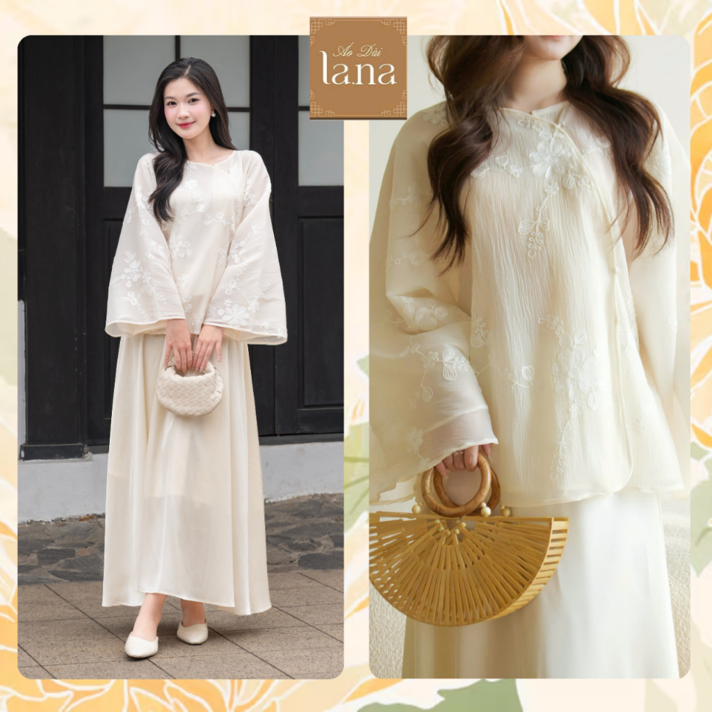 Set Pháp Phục Hạ Trúc váy thiết kế La.na chất liệu cao cấp họa tiết hoa thêu - TSV012 /TT012 LANA DE