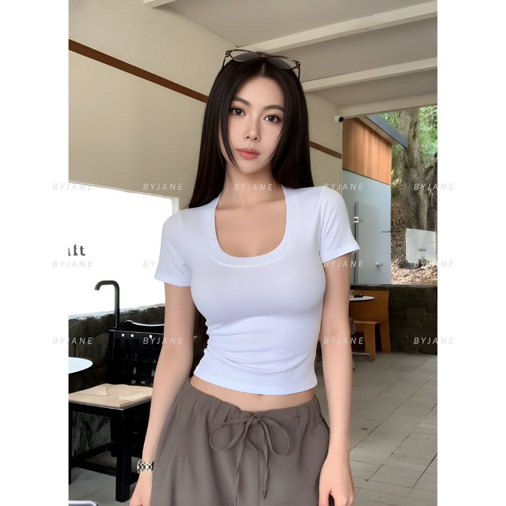 (MỞ BÁN) Áo Thun Nữ Cổ U Viền To Ôm Body Co Giãn 4 Chiều Tôn Dáng BYJANE - 272 | BigBuy360 - bigbuy360.vn