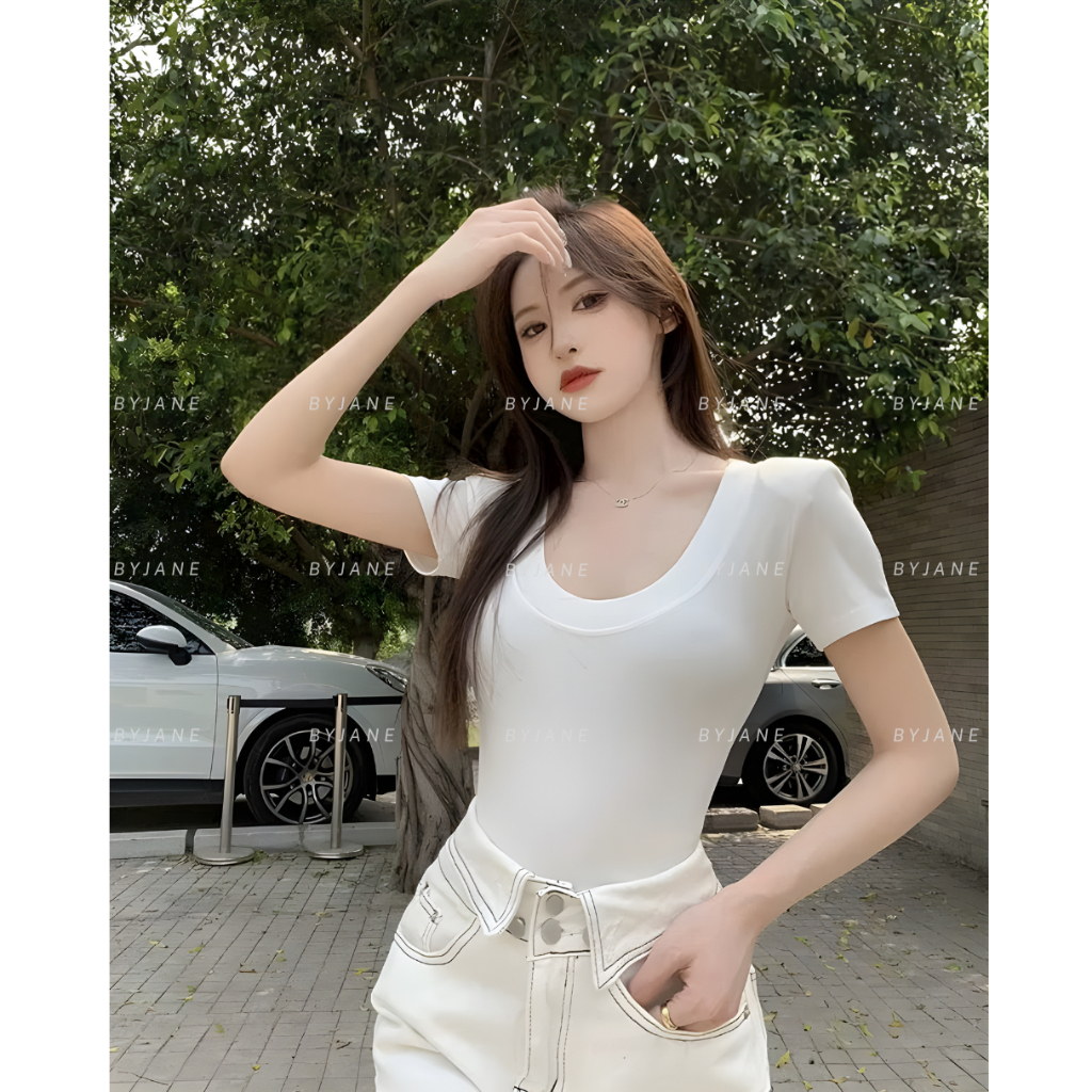 (MỞ BÁN) Áo Thun Nữ Cổ U Viền To Ôm Body Co Giãn 4 Chiều Tôn Dáng BYJANE - 272 | BigBuy360 - bigbuy360.vn