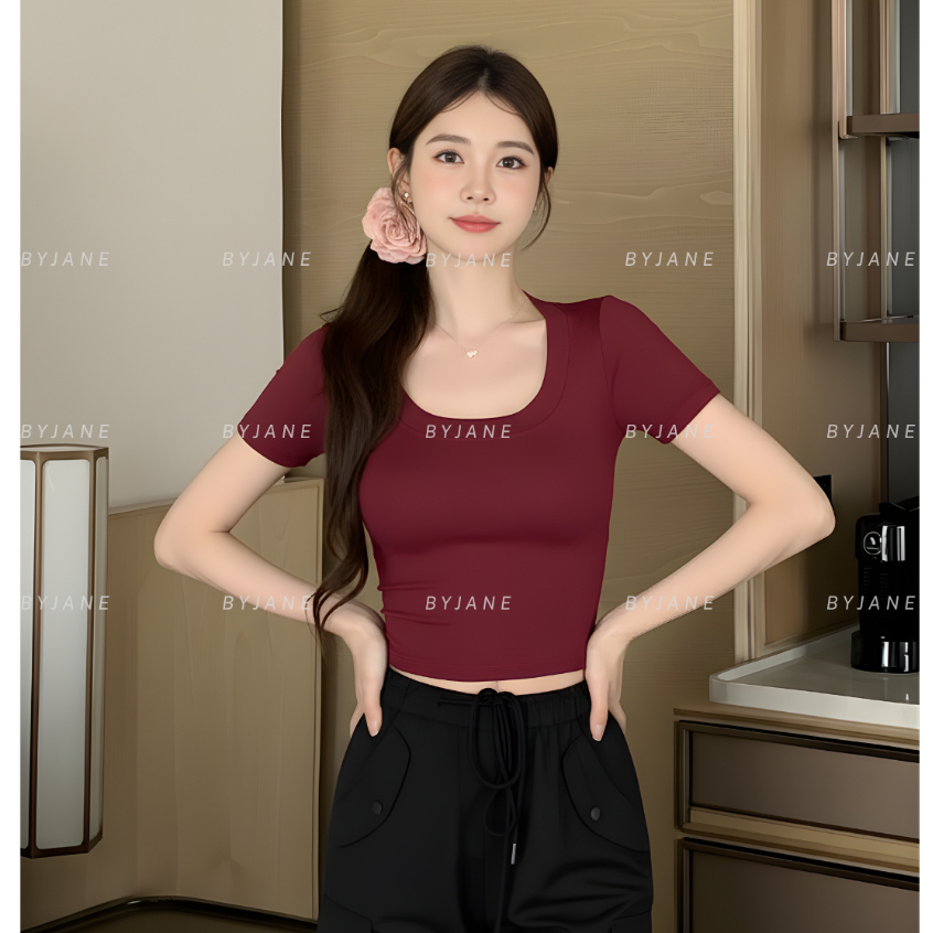 (MỞ BÁN) Áo Thun Nữ Cổ U Viền To Ôm Body Co Giãn 4 Chiều Tôn Dáng BYJANE - 272 | BigBuy360 - bigbuy360.vn