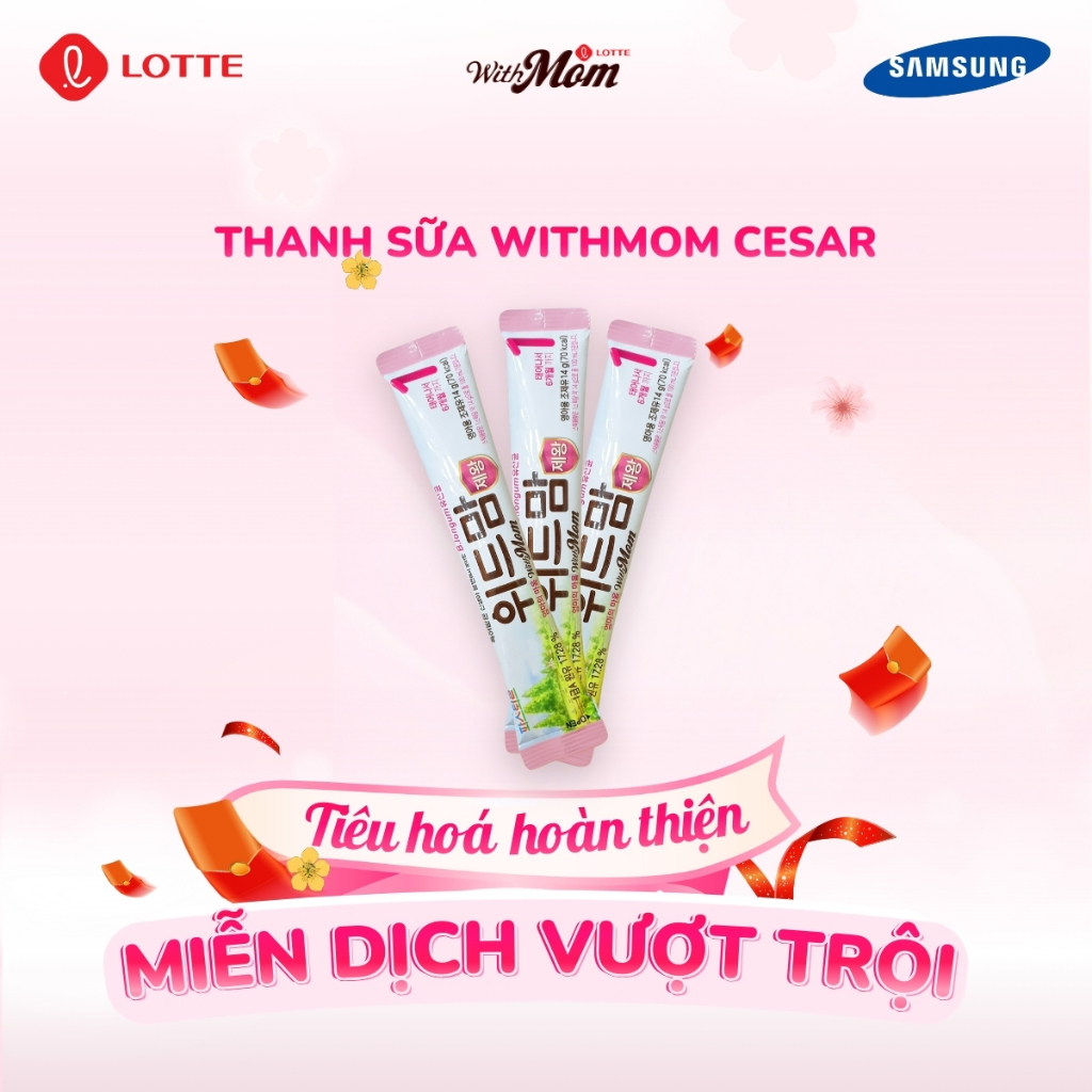 Thanh sữa LOTTE Withmom Cesar Step 1 - Bổ Sung Lợi Khuẩn, Hỗ Trợ Tiêu Hóa