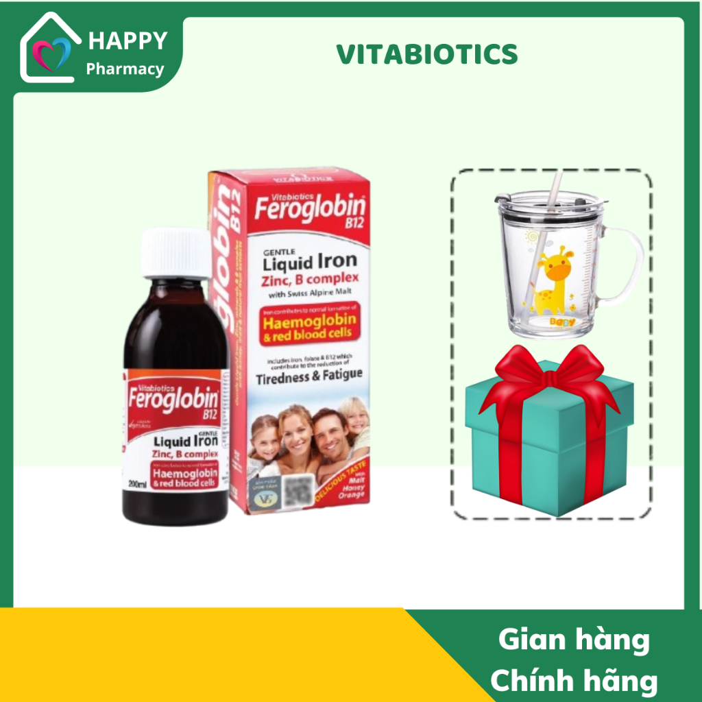 [HÀNG NHẬP KHẨU] FEROGLOBIN B12 Liquid - Hỗ Trợ Tăng Khả Năng Tạo Máu - 200ml Vitabiotics