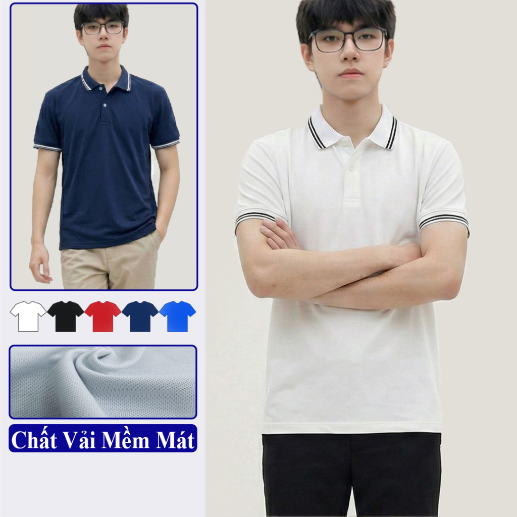 [XẢ HÀNG 79K] Áo Polo Nam Vicenzo Ngắn Tay Trơn. Áo Thun Polo Nam Tay Ngắn Đường May Chuẩn