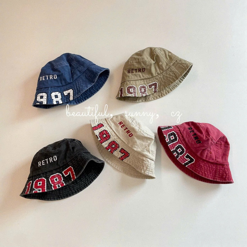 Mũ vải cho bé - Mũ vành tròn thời trang RETRO 1987 cho bé trai bé gái phối đồ đi học đi du lịch MVT-