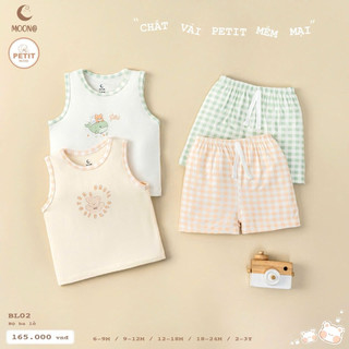 MOON Bộ  ba lỗ moon chất petit cho bé trai/bé gái
