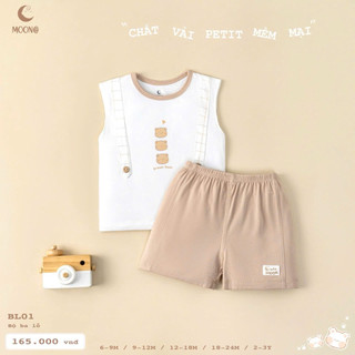 MOON Bộ  ba lỗ moon chất petit cho bé trai/bé gái