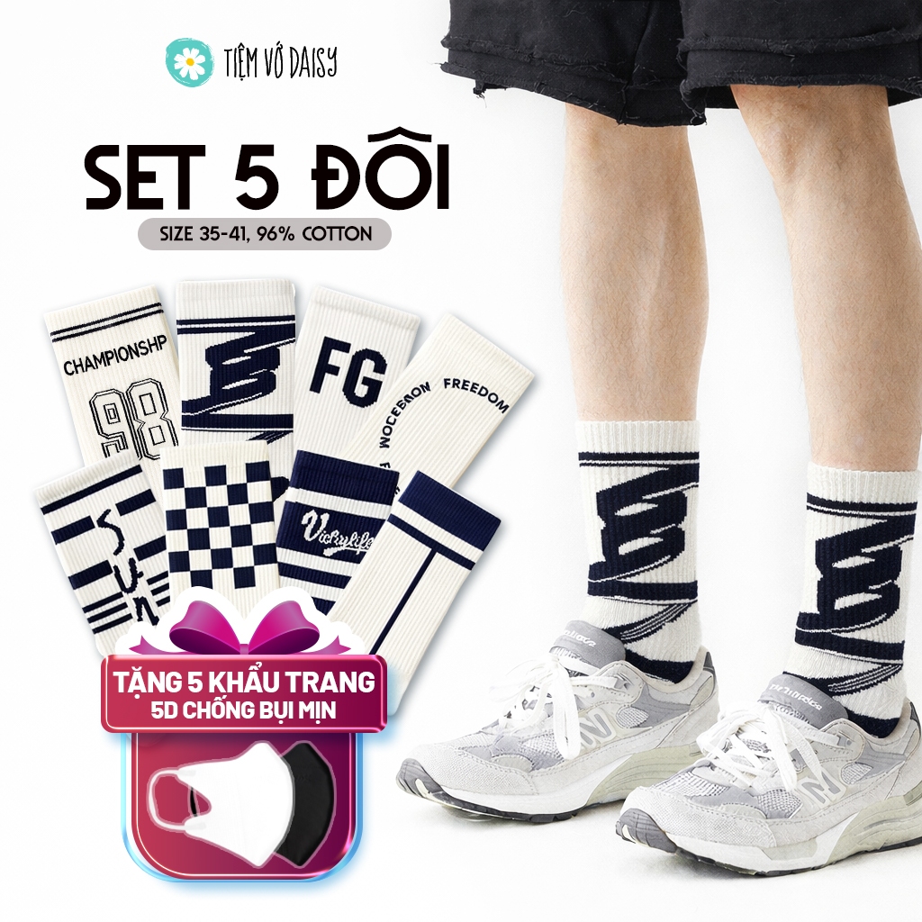 Tất vớ cổ cao nam nữ thể thao cá tính cotton kháng khuẩn style hàn quốc C39