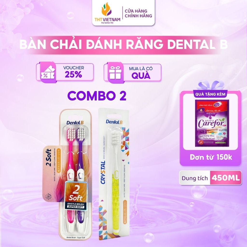 [NEW] Combo 2 Bàn Chải Đánh Răng Cao Cấp Dental B Lông Chải Siêu Mềm Sạch Hết Mảng Bám Tránh Chảy Máu Chân Răng