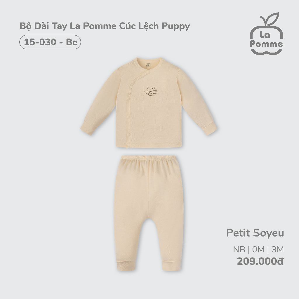 Bộ đồ dài Tay La Pomme Cúc lệch Puppy - Be
