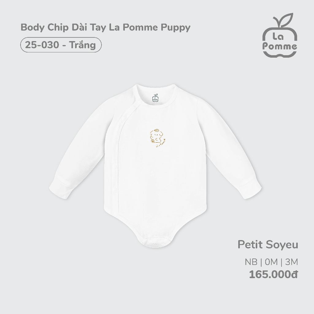 Body Chip Dài Tay La Pomme Puppy - Trắng