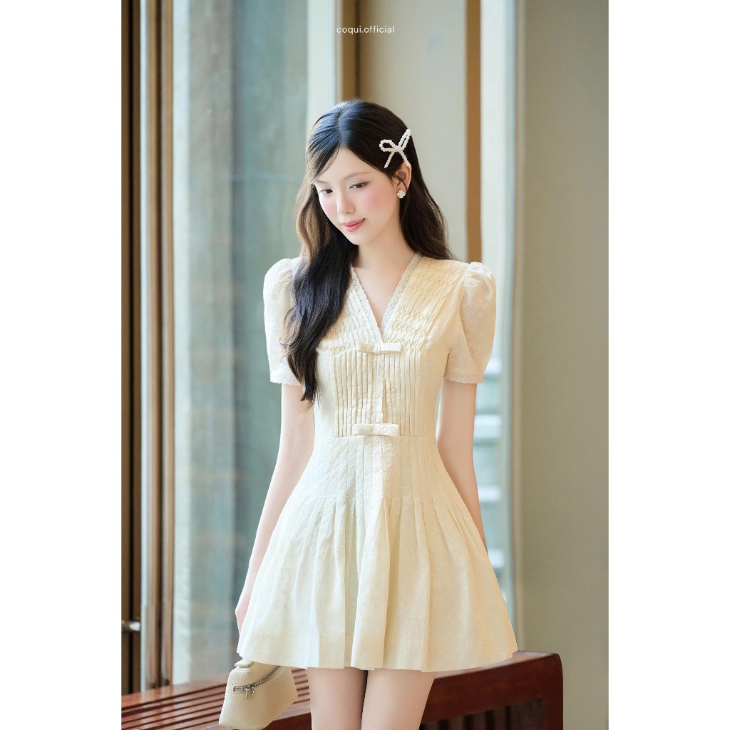 COQUI - Đầm xoè tiểu thư dự tiệc dáng ngắn xếp ly thủ công sang chảnh AMELIA DRESS