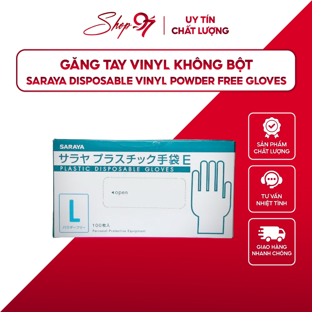 Găng Tay VINYL không bột SARAYA E Dùng trong thực phẩm, spa, công nghiệp(VINYL DISPOSABLE GLOVES)-10