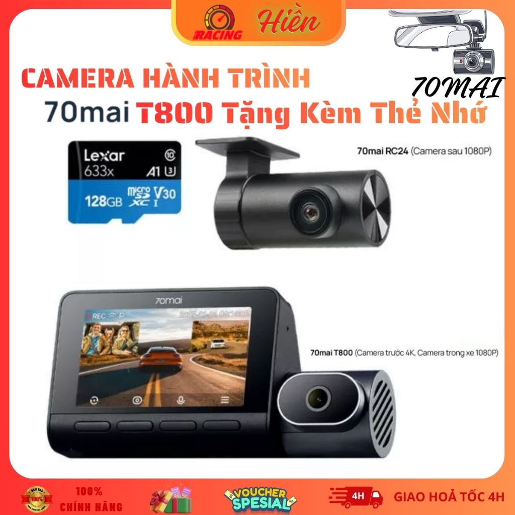Camera Hành Trình 70mai T800, Camera 70mai 4K 60FPS T800 tích hợp GPS kết nối 4G