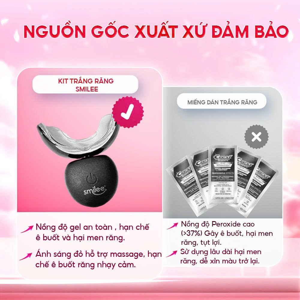 [GIÁ 797K TẠI LIVE SHOP] Trắng răng Smilee Extra, bộ kit làm trắng răng từ 2-6 tone tại nhà, đi kèm 3 bút gel, LIS | BigBuy360 - bigbuy360.vn