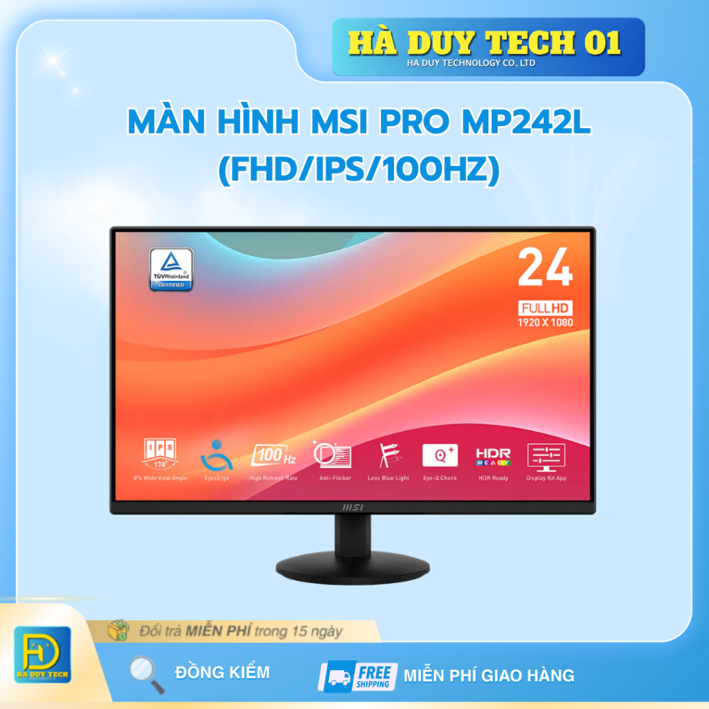 Màn Hình MSI PRO MP242L (FHD/IPS/100HZ) - Cam Kết Chính Hãng - BH 24T - Ha Duy Tech
