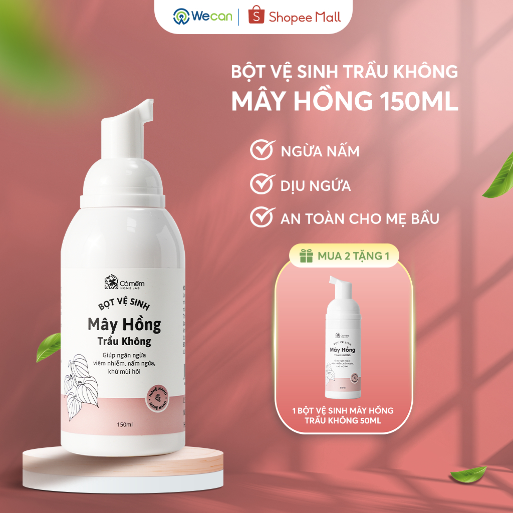 Dung Dịch Vệ Sinh Cho Nữ Mây Hồng 150ml Cỏ Mềm Chính hãng Dạng Bọt Khử Mùi Ngừa Nấm Khuẩn Viêm Ngứa