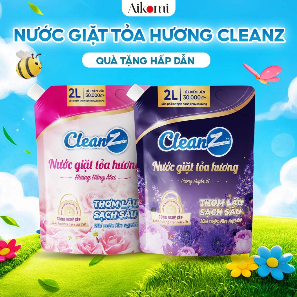 Nước Giặt Xả Tỏa Hương CleanZ Công Nghệ Sạch Sâu, Đánh Bay Vết Bẩn, Hương Thơm Mềm Mại, Bảo Vệ Màu Q