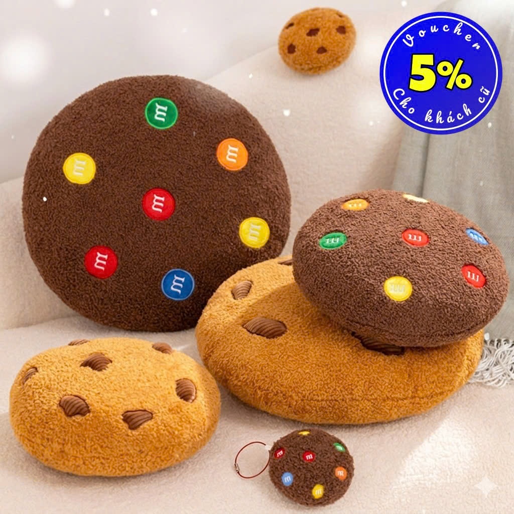 Gấu Bông Bánh Quy Chocolate Chip – Gối Ôm Cookie Mềm Mịn, Trang Trí Sofa 2026