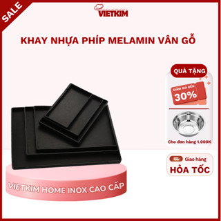 Khay nhựa phíp Melamin vân gỗ đen nhám chống trượt, bền đẹp nhiều size