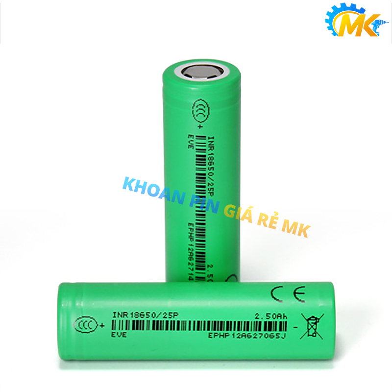Cell 18650 EVE 25P 3.7V dung lượng 2500mah 12C - Xả 30A