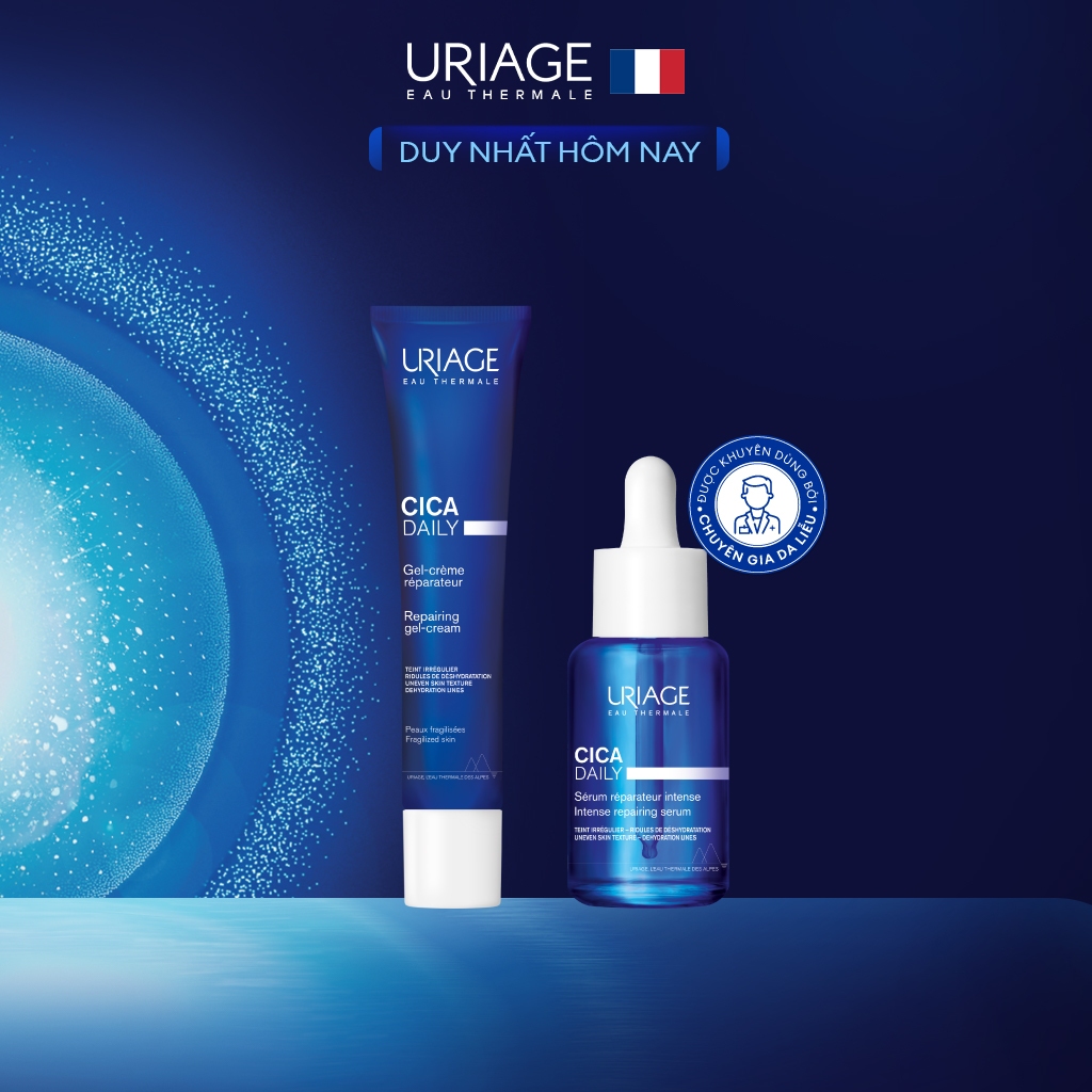 Bộ sản phẩm serum & kem dưỡng ẩm URIAGE CICA DAILY giúp làm dịu, làm lành và phục hồi da tổn thương hàng ngày
