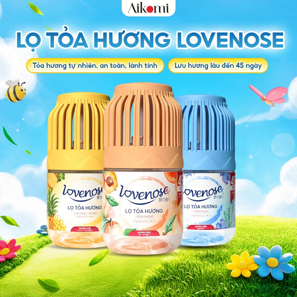 Lọ tỏa hương Lovenose hương thơm tự nhiên dễ chịu sáp thơm phòng khử mùi thế hệ mới 45 ngày - 180ml