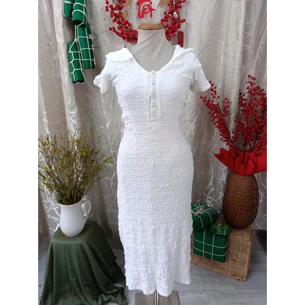 BBSTORE'S thanh lý - Đầm ôm cổ tròn vải nhún bymo - SIZE M