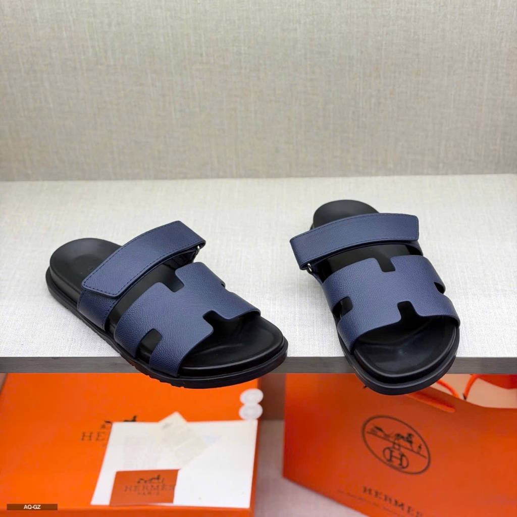 Dép Quai Ngang HM Sandals Xanh Navy Đế Đen