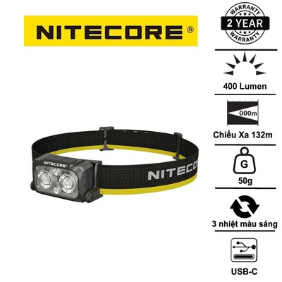 NITECORE NU25 MCT – Đèn đội đầu siêu nhẹ chỉ 50g, sáng 400 lumen, 3 nhiệt màu sáng
