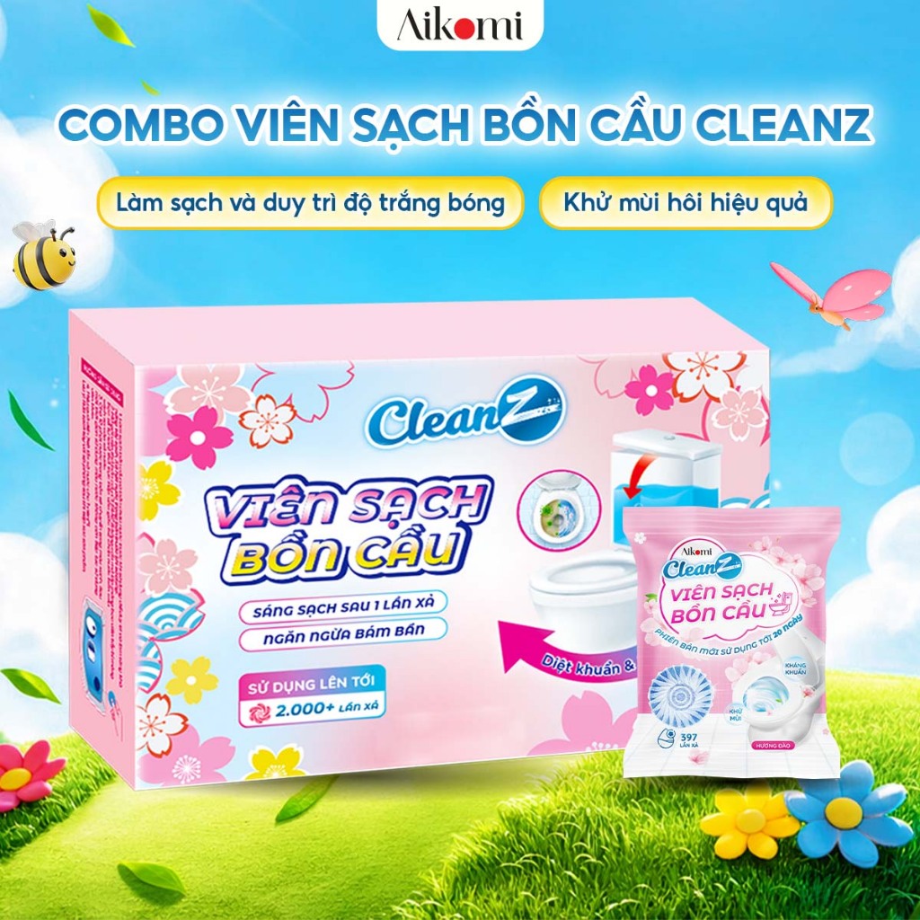 Combo Viên sạch bồn cầu CleanZ chai thả bồn cầu sạch khuẩn tẩy sạch mảng bám, khử mùi, diệt vi khuẩn toilet